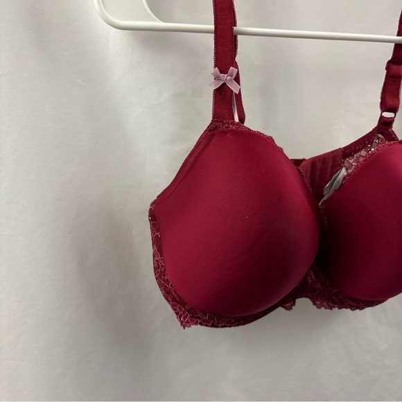 Victoria Secret Women Bra 38DD Red Violet Lace Dream Angels Lined Demi Underwire - Picture 2 of 16